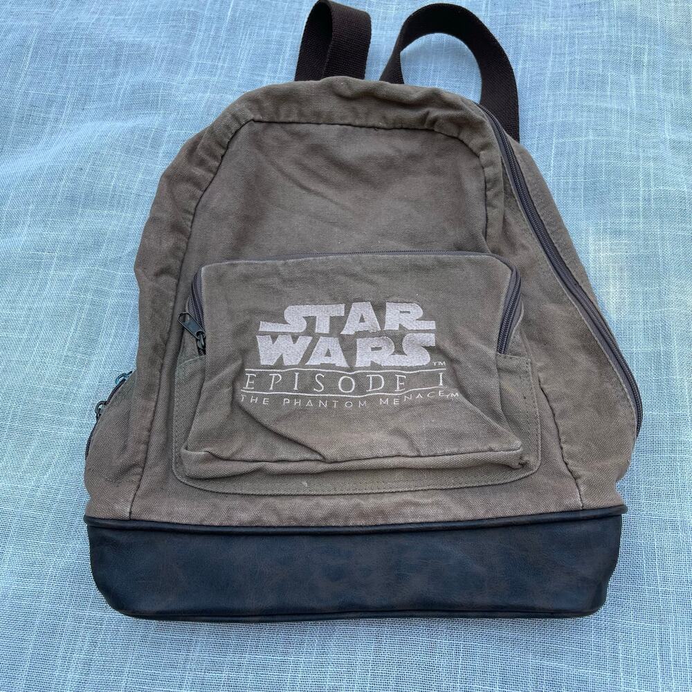 Vintage 1999 Star Wars Episode I The Phantom Menace Brown Canvas Backpack